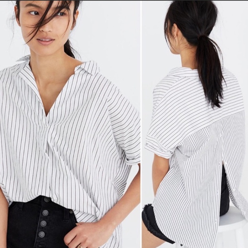 Madewell button back stripe courier shirt